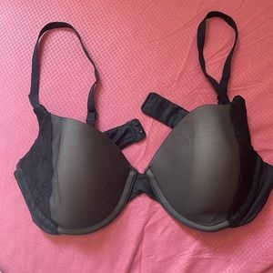 Maidenform black grey lace detail bra